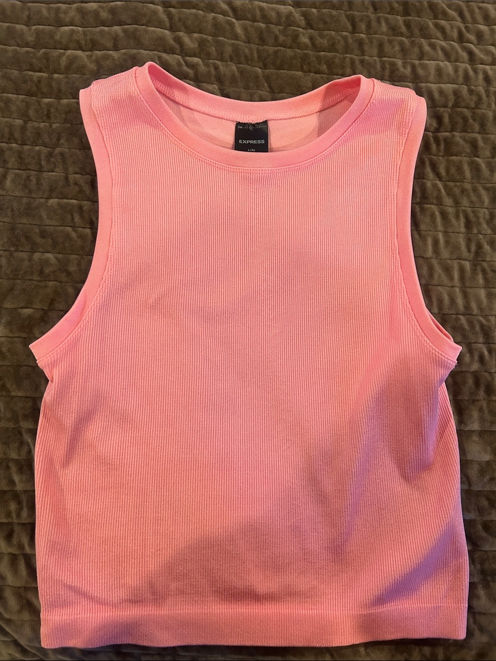 Express Coral Pink Ribbed Tank